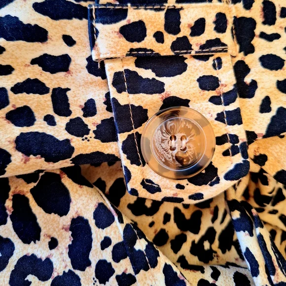 Forever 21 Cheetah Print Black & Tan Trench Coat Size M Very Good Condition - Picture 3 of 4